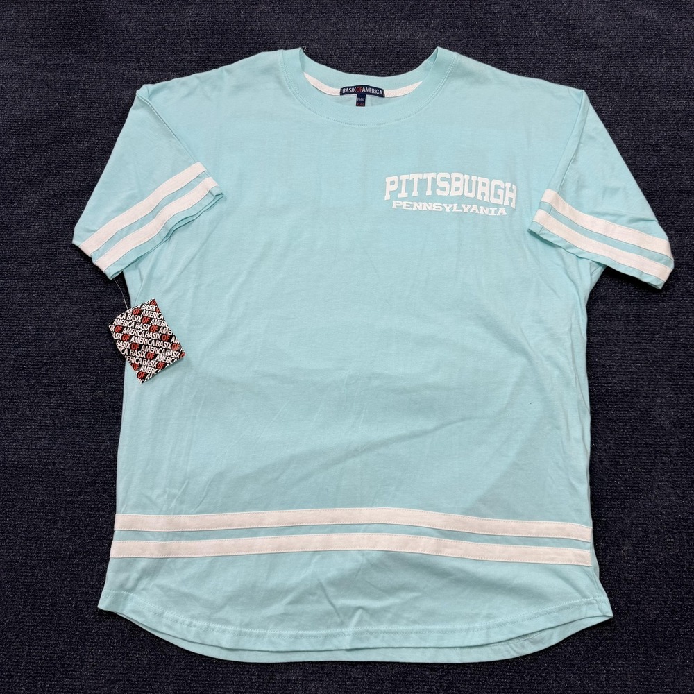 Pittsburgh Pennsylvania Basix Of America Shirt Mens XL Aqua Varsity Tee T-Shirt